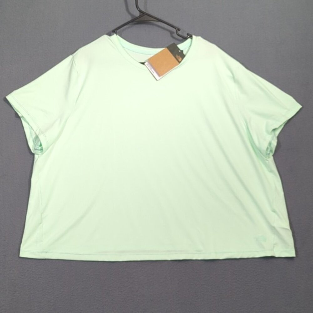 The North Face Shirt Women's 3XL Aqua Green Plus Dune Sky Short Sleeve NWT - Picture 2 of 13